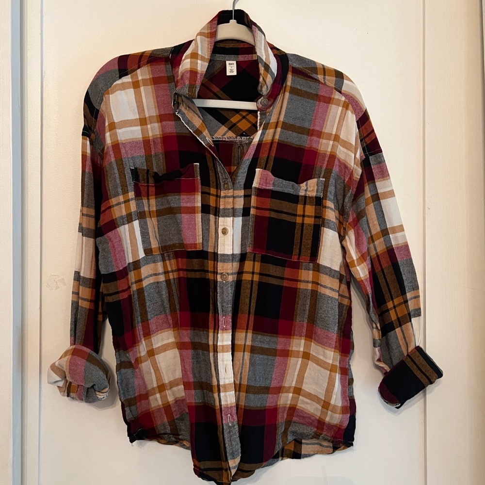 BP Nordstrom warm tones plaid button down size S